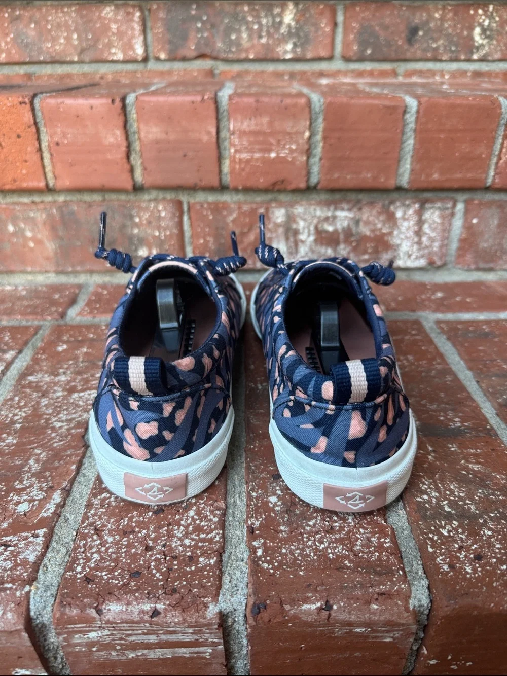 Sperry Blue Pink Floral Canvas Slip On Sneakers Crest Vibe Shoes Women Size 7